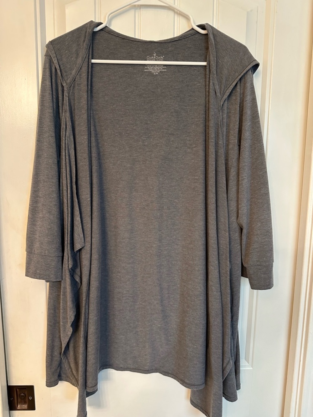 Cozy Gray Open-Front Hooded Cardigan Cuddl dud